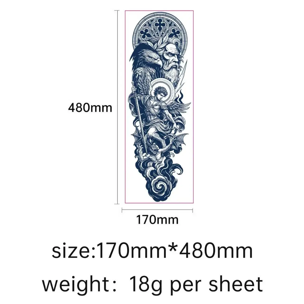 Dark Style Full Sleeve Tattoo Stickers Herbal Juice Arm Decals Waterproof Non-Glare Semi-Permanent Body Art Patch