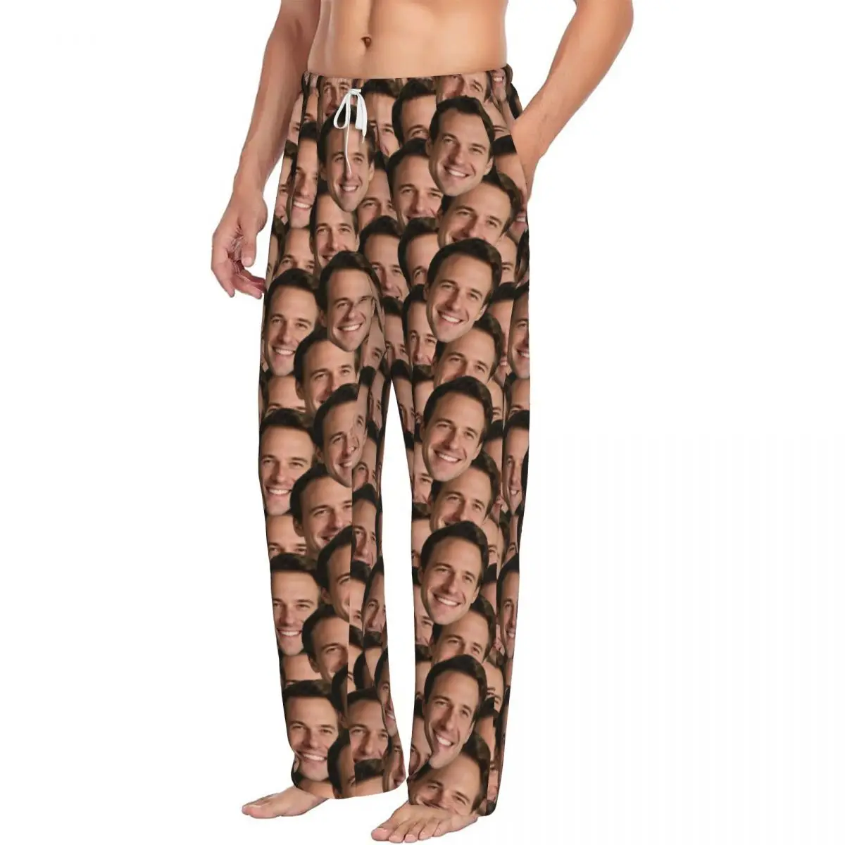 Personalized Facial Photo Customized Sleeping Pants Long Sleeved Warm Pajamas for Men And Women Fun Christmas Gift