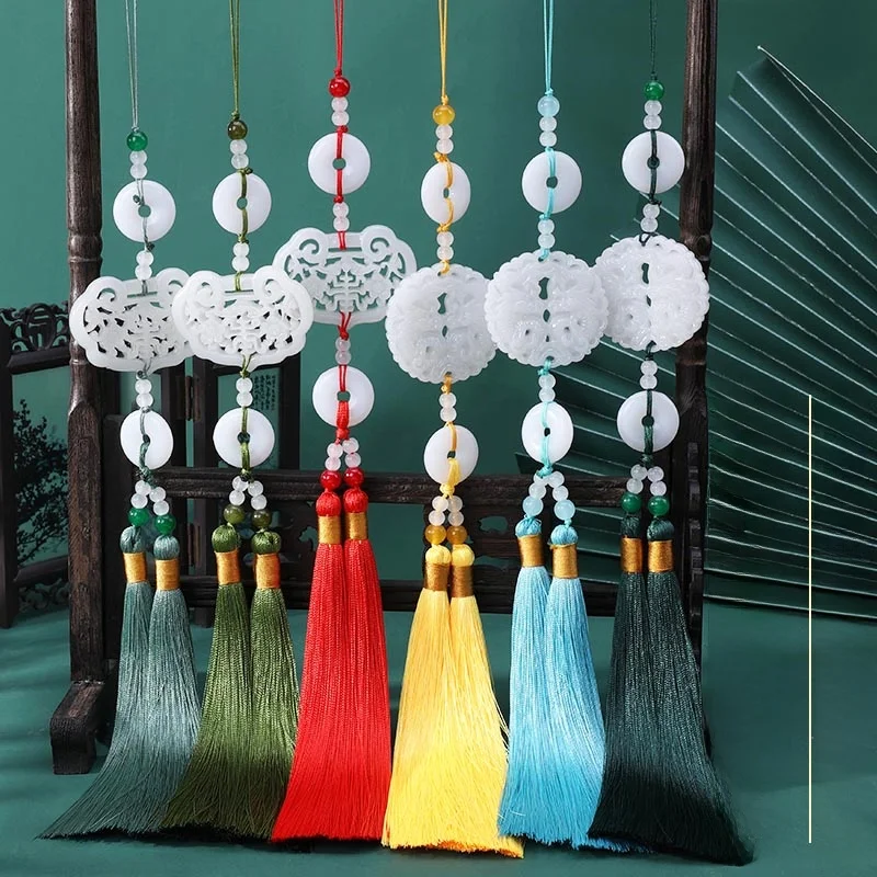 Double Dragon Peace Buckle New Chinese Style  Tail Skirt Ornament Tassel DIY Fan Pendant Double Tassel National Style Sm...