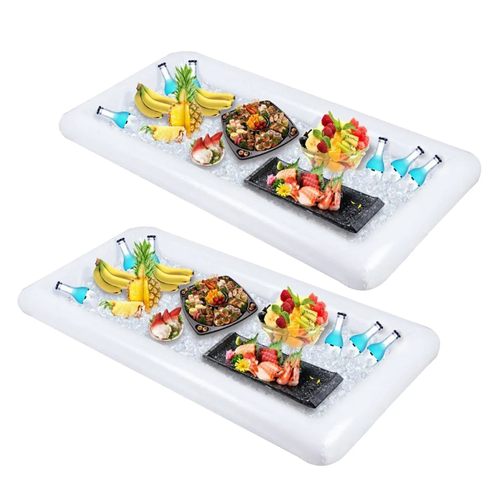 

2Pcs Inflatable PVC Ice Cooler Dishes Plates Floating Drink Holder Pool Party Bbq Beach Camping Salad Buffet Accessories