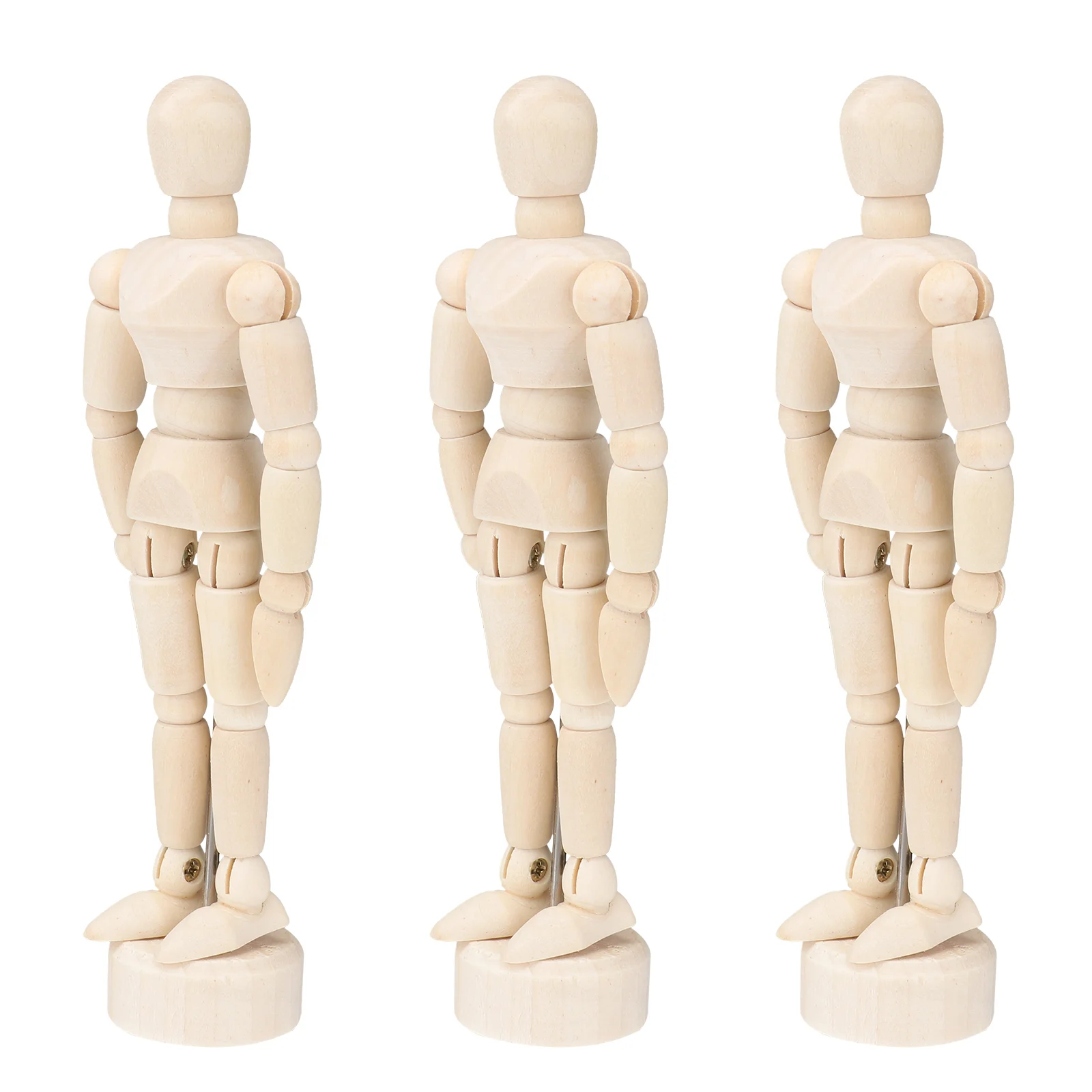 3 Pcs Jointed Manikins Human Model Drawing Household Poseable Mannequin Sketch Wooden Accessory Bamboo