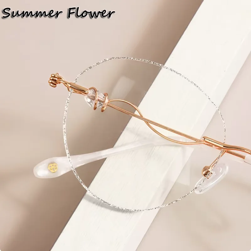 

Glitter Edge Prescription Glasses Women Round Frames Transparent Clear Lenses for Recipe Lenses Myopia Spectacle Ultra Light