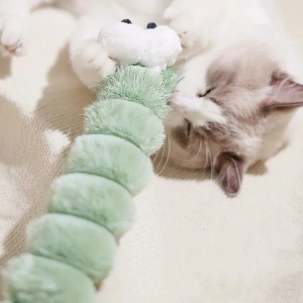 Caterpillar Cat Chew Chew-Resistant Scratch Resistant Interactive Cuddle Soft Comfort Bite-Proof Cat Teaser Stick