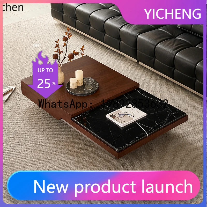 

Прямоугольный средневековый журнальный столик из черного ореха для хранения вещей в гостиной, небольшой квартиры, мраморный журнальный столик