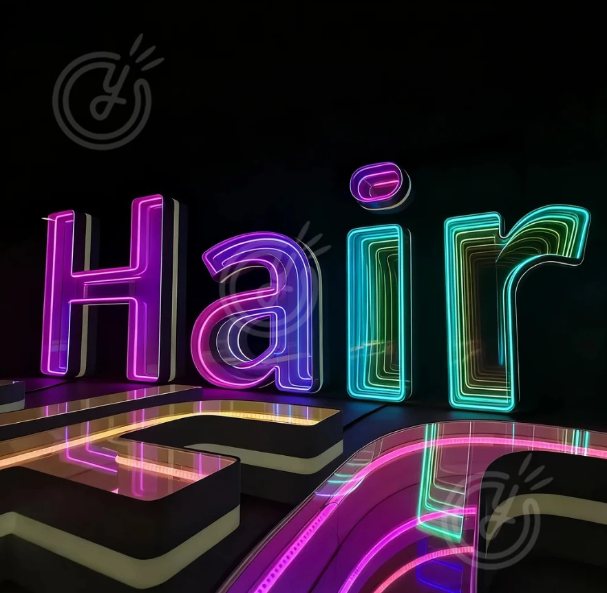 Letters to Wall Custom 3D Infinity Mirror Sign Personal Design Signage Advertising Sign Acrylic Led Light Signboard Business