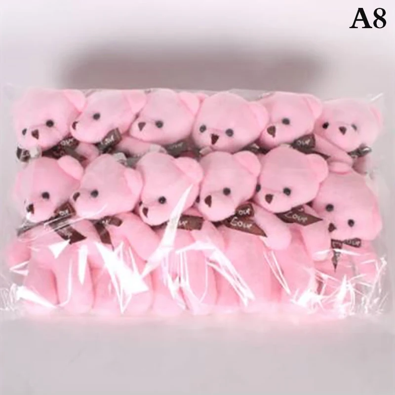 12Pcs/Lot 12CM Mini Teddy Plush Toy Cute Bow Backpack Keychain Decoration Birthday Wedding Party Children's Gifts Wedding