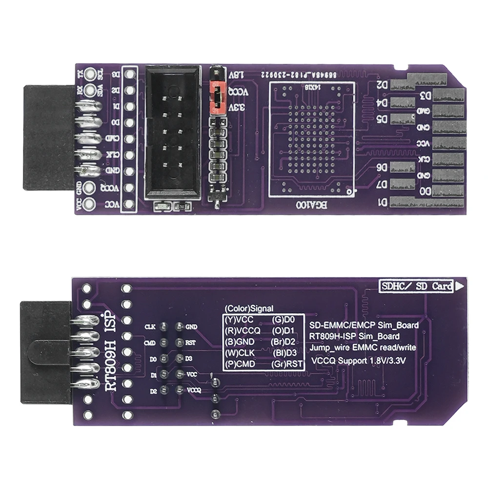 Tablero adaptador Flywire de lectura y escritura Simple, BGA100,BGA254,BGA162/BGA186, BGA153/169, BGA221, SD-EMMC, Original, RT809H-ISP