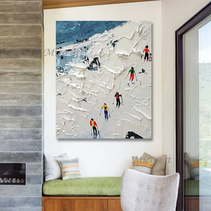 

Outdoor Wall Art Decoration Canvas Picture Frameless 3D Snow Mountain Landscape Abstract Figure Oil Painting Office Artwork