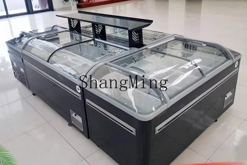 ZYY commercial horizontal freezer supermarket combination island cabinet seafood refrigerated frozen display cabinet