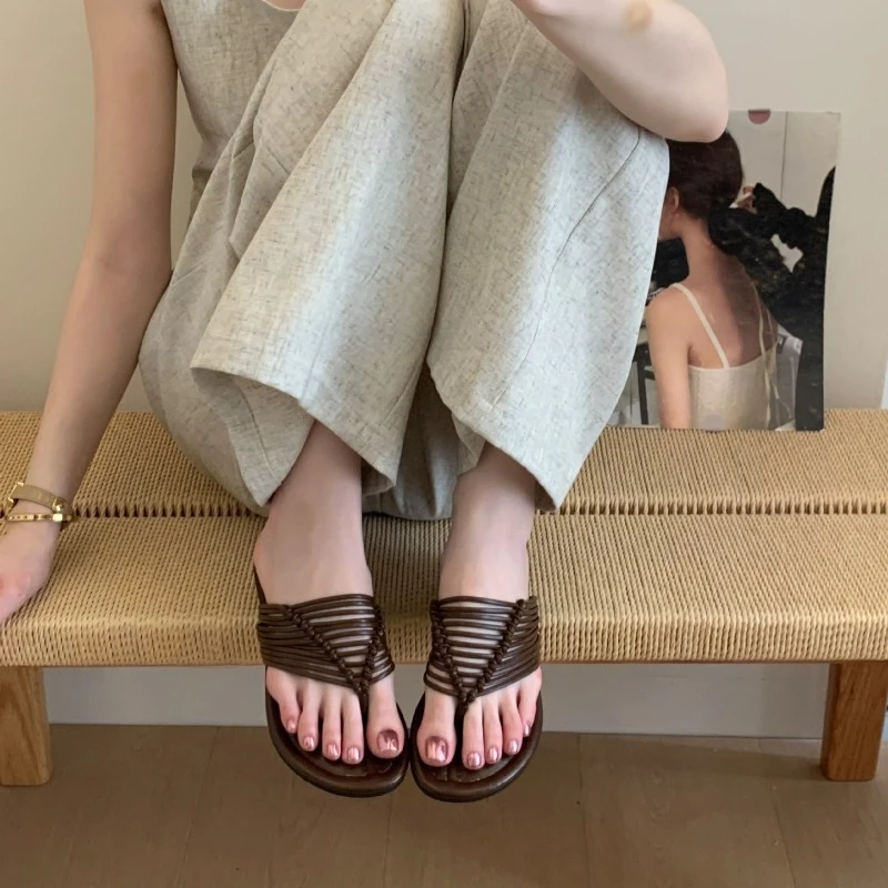 

Retro Women's Shoes Exquisite Round Head Platform Slippers for Woman Fashion Vacation Casual Shoes Designer Shoes Zapatos Mujer