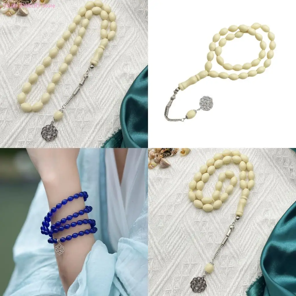 

62KE Acrylic Islamic Tasbih Ergonomic Oval Beads Prayer Bracelet For Focusing Worship