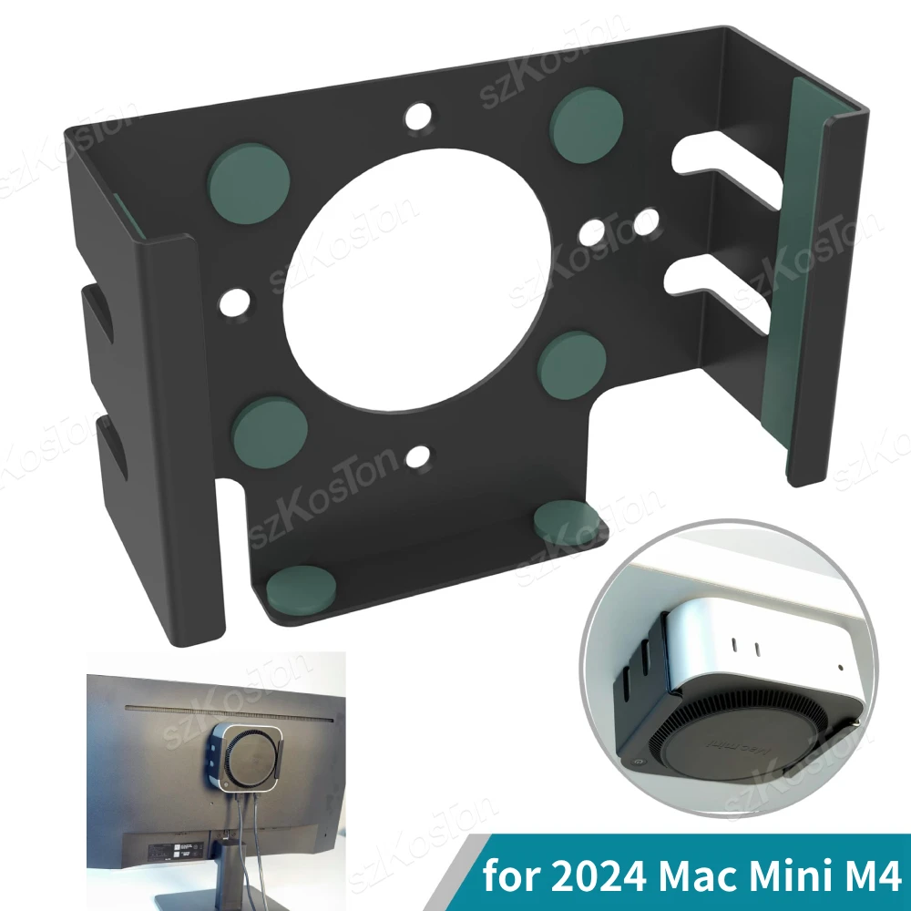 Metal Mount Holder for 2024 Mac Mini M4 /M4 Pro Storage Bracket Under Desk Stand for Mac Mini M4 Pro Computer Accessories