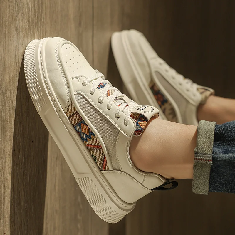 Men's 2025 New Autumn White Sneakers & Chunky High-Top Casual Shoes – Lightweight, Height-Increasing & Comfortable