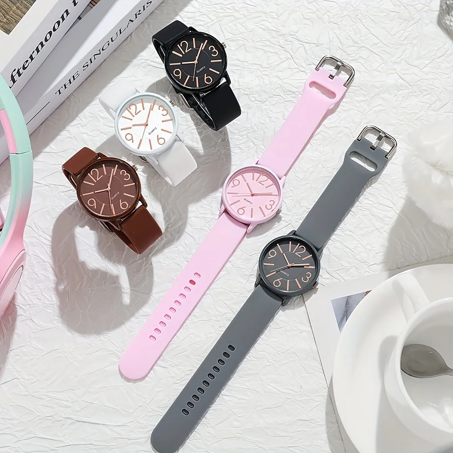 Fashion Arabic Dial Women's Quartz Watch Minimalist Silicone Strap Casual Wristwatch for Girls Students Reloj Mujer