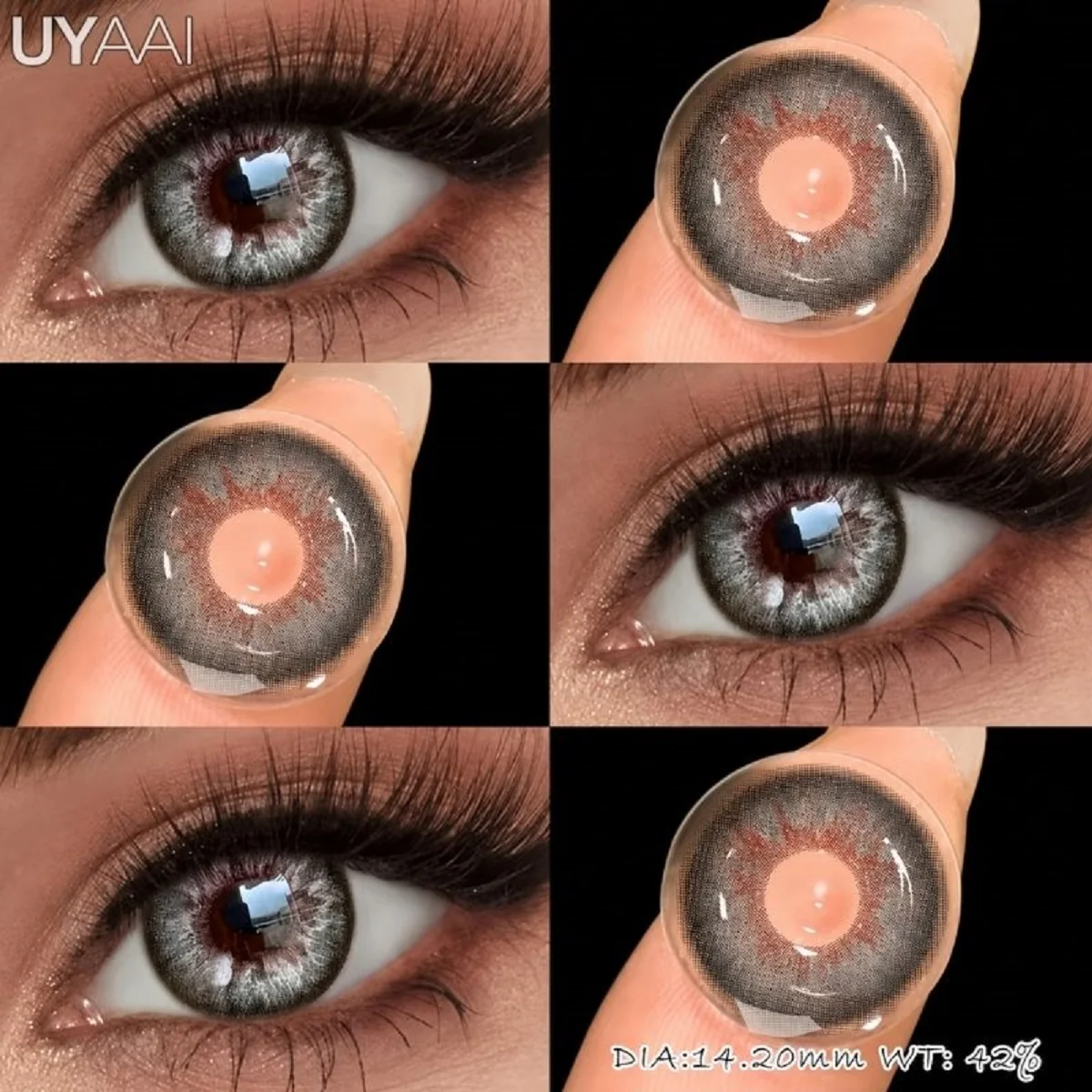 Lentilles de contact grises UYAAI, série Cléopâtre, lentilles de contact marron, lentilles réalistes pour yeux bleus, maquillage irisé, usage annuel