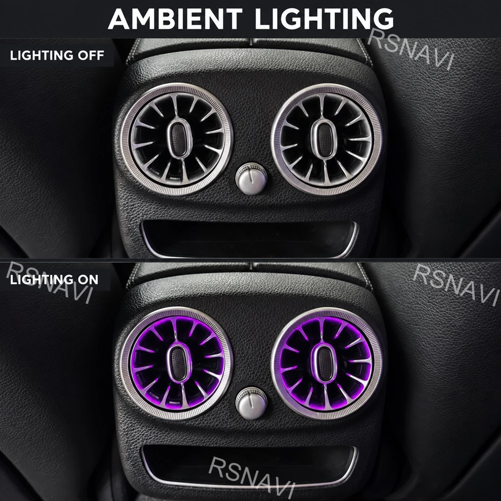 Rear Turbine Air Vent Lights for Mercedes-Benz C-Class Coupe 2015-2021, Back Seat Ambient Lighting Interior Retrofit Accessories