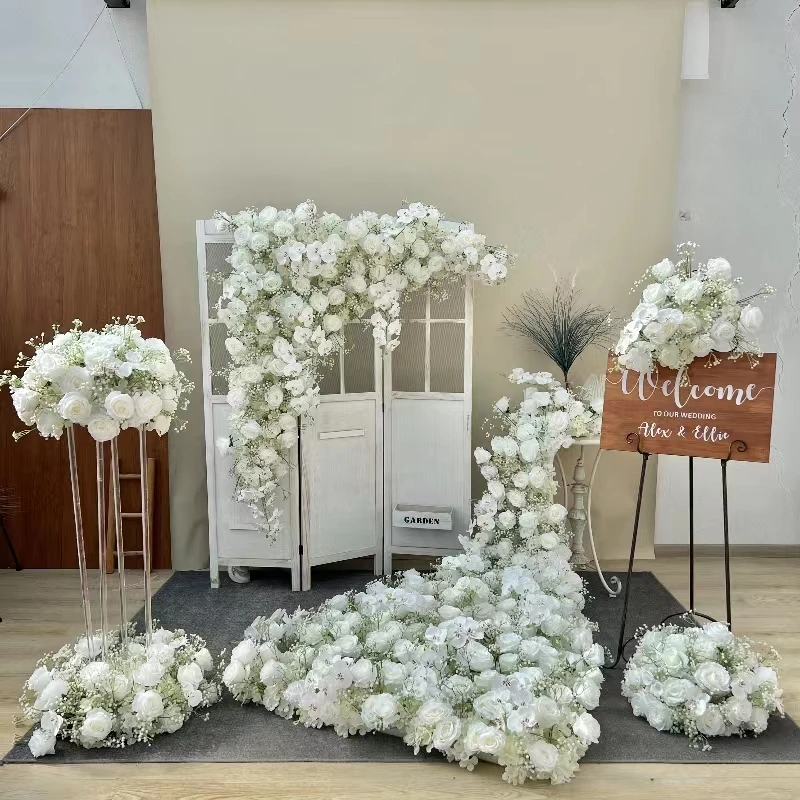 

Customized Artificial Flowers For Wedding Decoration Runner Flower Arch Arrangement Hanging Flower Row Road Leading Flower Ball