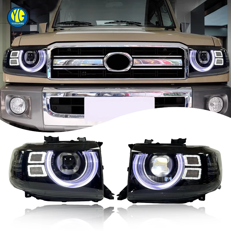 

Светодиодные фары для Toyota Land Cruiser LC75, LC70, 76, 78, 79, FJ75, 79. Обновленные передние светодиодные фары.