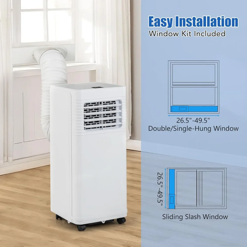 HAOYUNMA-Ar Condicionado Portátil, Ventilador e Desumidificador, Temporizador e Controle Remoto, Janela, 8000 BTU