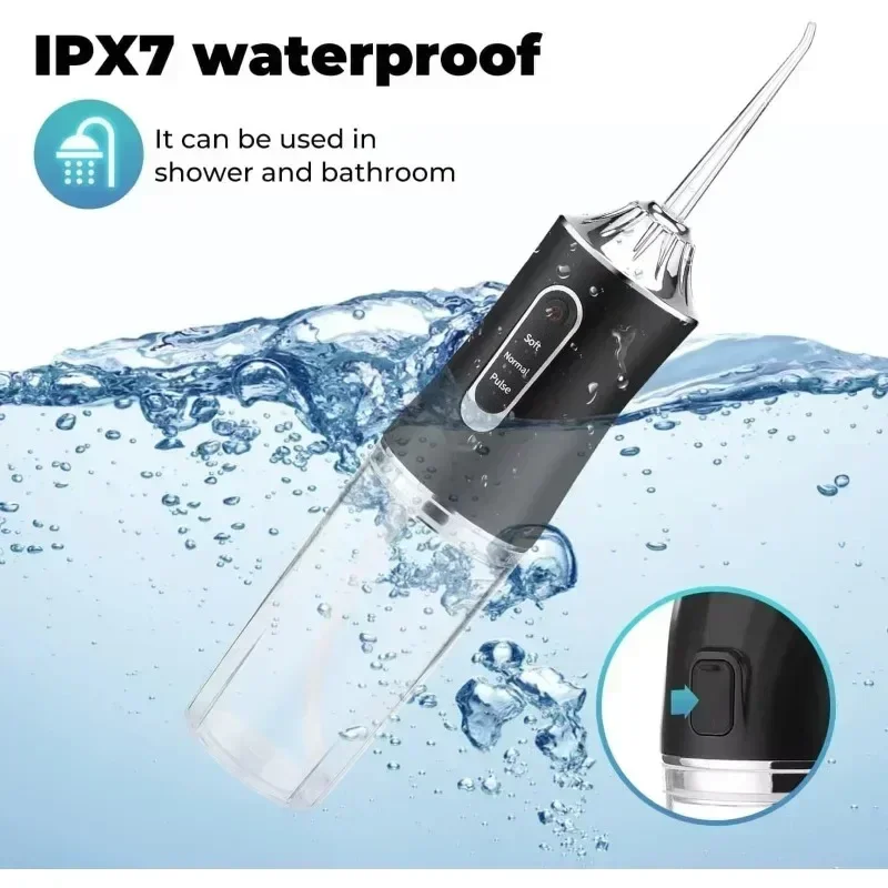 Ирригатор для полости рта, ирригатор для воды, портативный, 4 струйных насадок, 220 мл, 3 режима, USB перезаряжаемый очиститель зубов, зубная нить, зубочистка