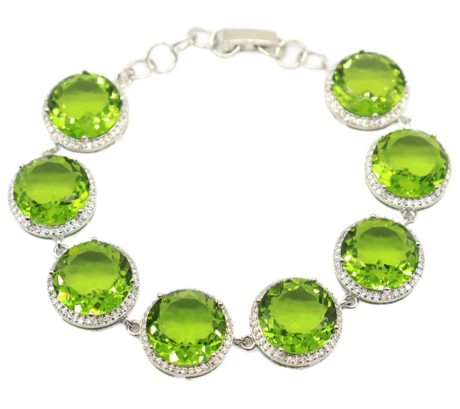 Imagem -02 - Pulseira Grande Gemstone para Mulheres Eye Catching Tsavorita Verde Granada Espinélio Roxo Prata 15x15 mm 67.5