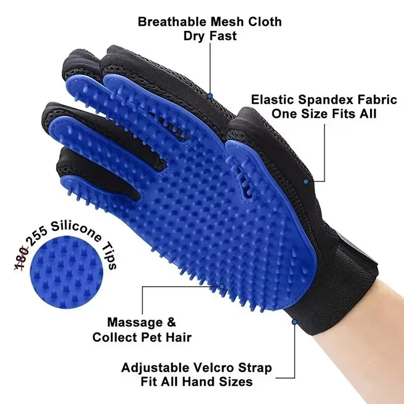 Haarentferner-Handschuhe für die Dusche, Welpen- und Katzenbadebürste, Reinigungs-Silikonkamm-Handschuh, Massage- und Pflegezubehör für Hunde – Detail 6