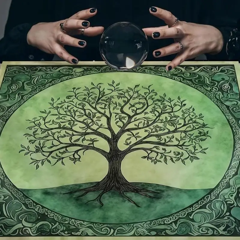 M5TC Tarots Tablecloth Altars Cloth Big Tree Astrology Tablecloth Decoration