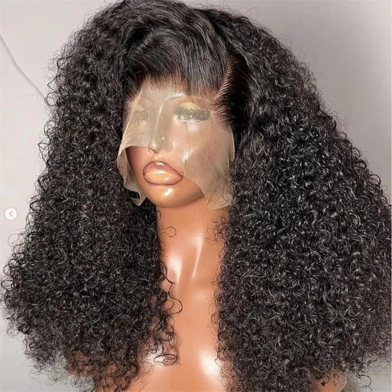 Soft 180Density 26 Inch Long Black Glueless Curly Lace Front Wig For Black Women With Baby Hair Preplucked Daily