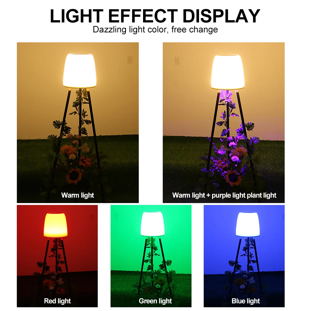 Imagem -06 - Solar Powered Outdoor Floor Lamp para Pátio Stand de Planta Crescer a Luz Waterproof Garden Lantern Warm Rgb Deck Yard Porch