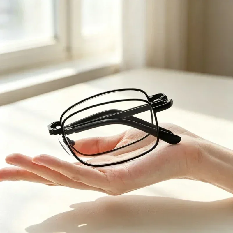 Stylish Photochromic Myopia Glasses Metal Square Frame 2 in 1 Light Sensitive Eyeglasses Transition Lens Short Sight Glasses