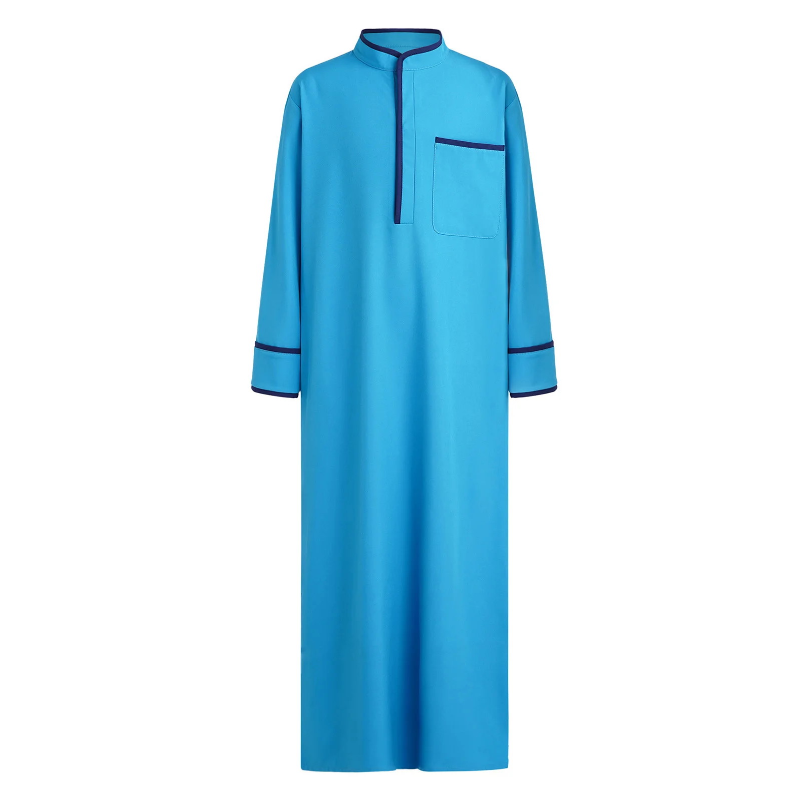 Kids Boys Muslim Thobe Arabic Middle East Loose Kaftan Long Sleeve Stand Collar Pocket Maxi Robe Casual Muslim Child Clothes view 3