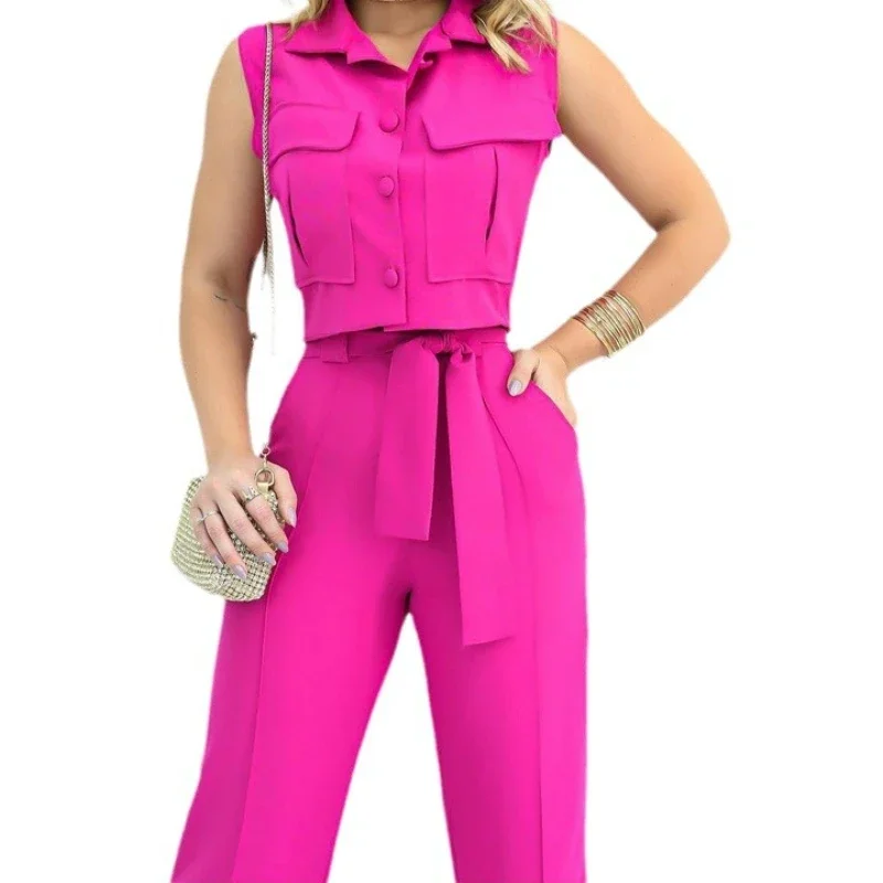 2025 Y2k Crop Tank Top & Wide Leg Pants Set Vest Green Matching Sets Summer Vintage Boho High Waist Loose Work Suit Streetwear