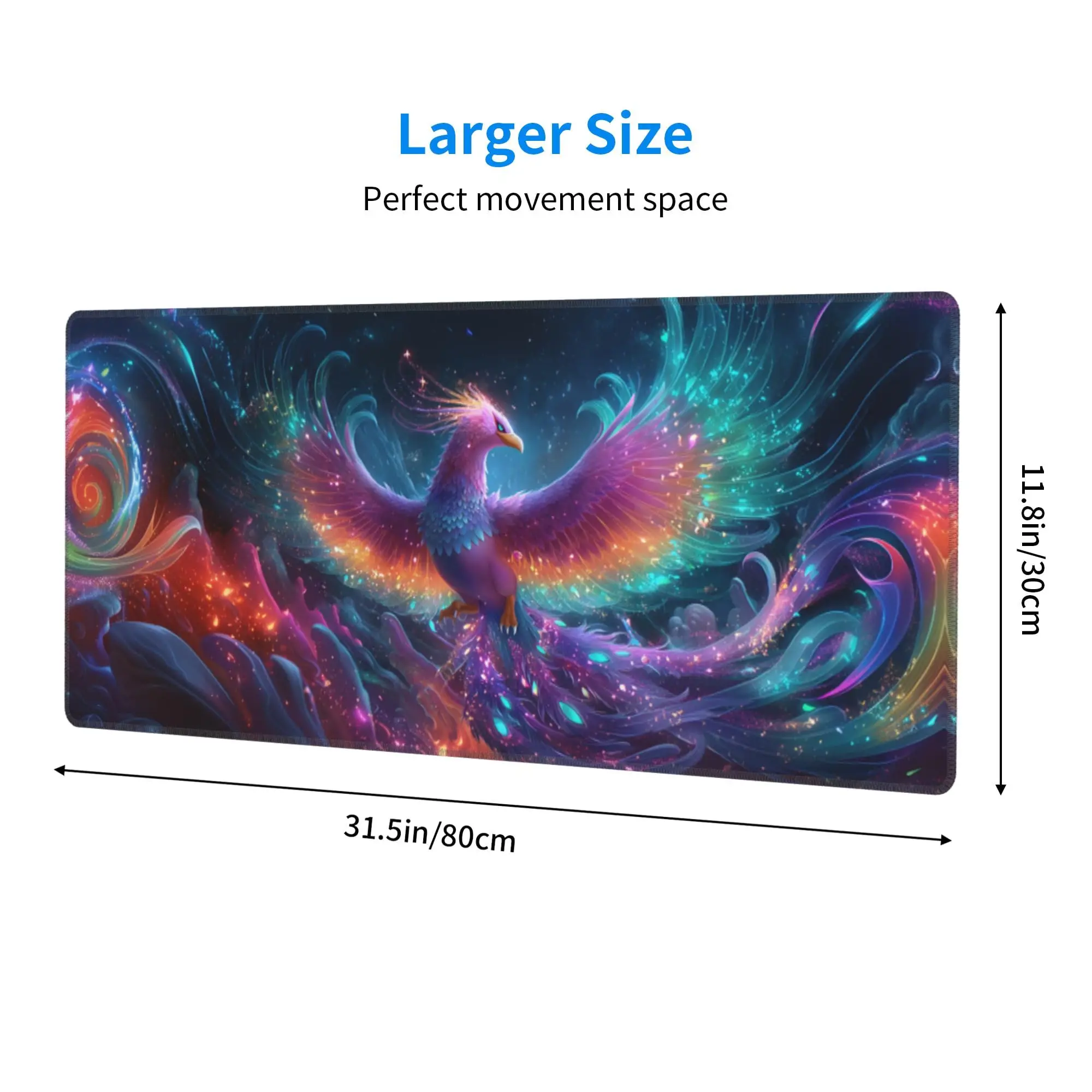 Colorful Phoenix Patterned Deskmat,cute Desktop Decoration,non-slip and Waterproof Gaming Mousepad,the Perfect Gift for Friends.