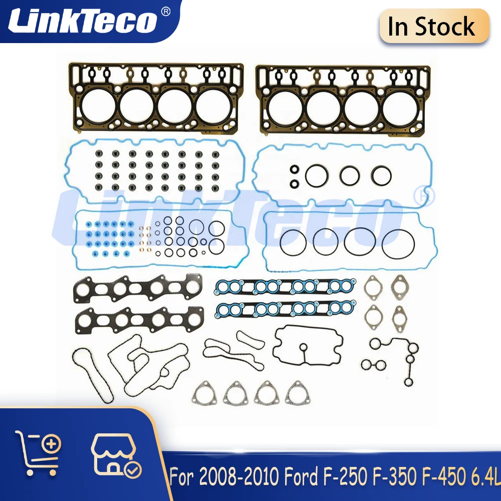 Juego de juntas de cabezal completo compatible con diésel 6,4 L V8 para Ford F250 F350 F450 F-550 SUPER DUTY Power Stroke Diesel Turbo HS26565PT 2008-2010