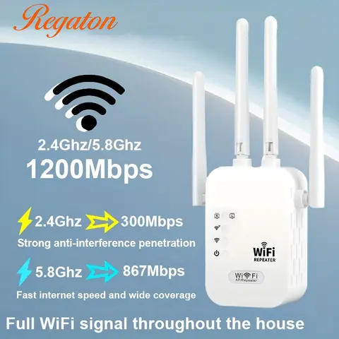 1200Mbps Wireless WiFi Repeater Wifi Signal Booster Dual-Band 2.4G 5G WiFi Extender 802.11ac Gigabit WiFi Amplifier WPS Router