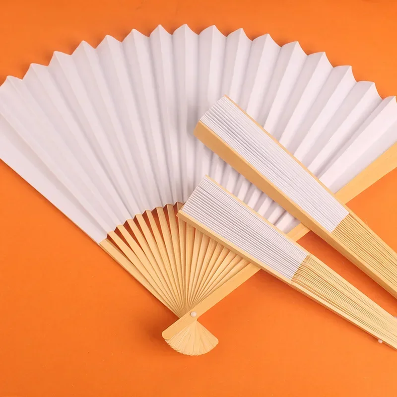 

1PCS Blank White DIY Paper Bamboo Folding Fan for Hand Practice Calligraphy Painting Drawing For Wedding Party Decor Wed Gift