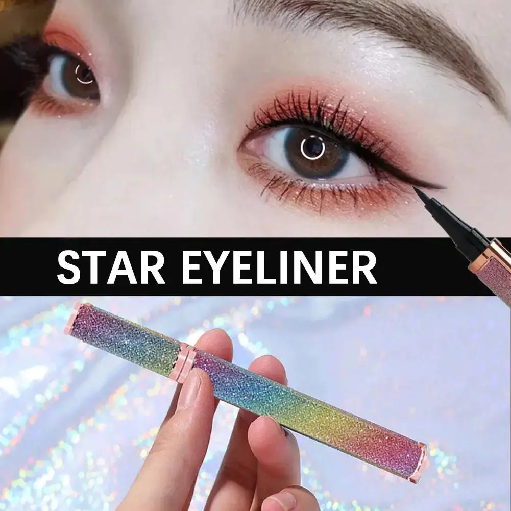 Starry Eyeliner Waterproof, Sweatproof, Cool Black Makeup Eyeliner Liquid Eye Cosmetic Water Remover Eyeliner Warm Liqu O9v2