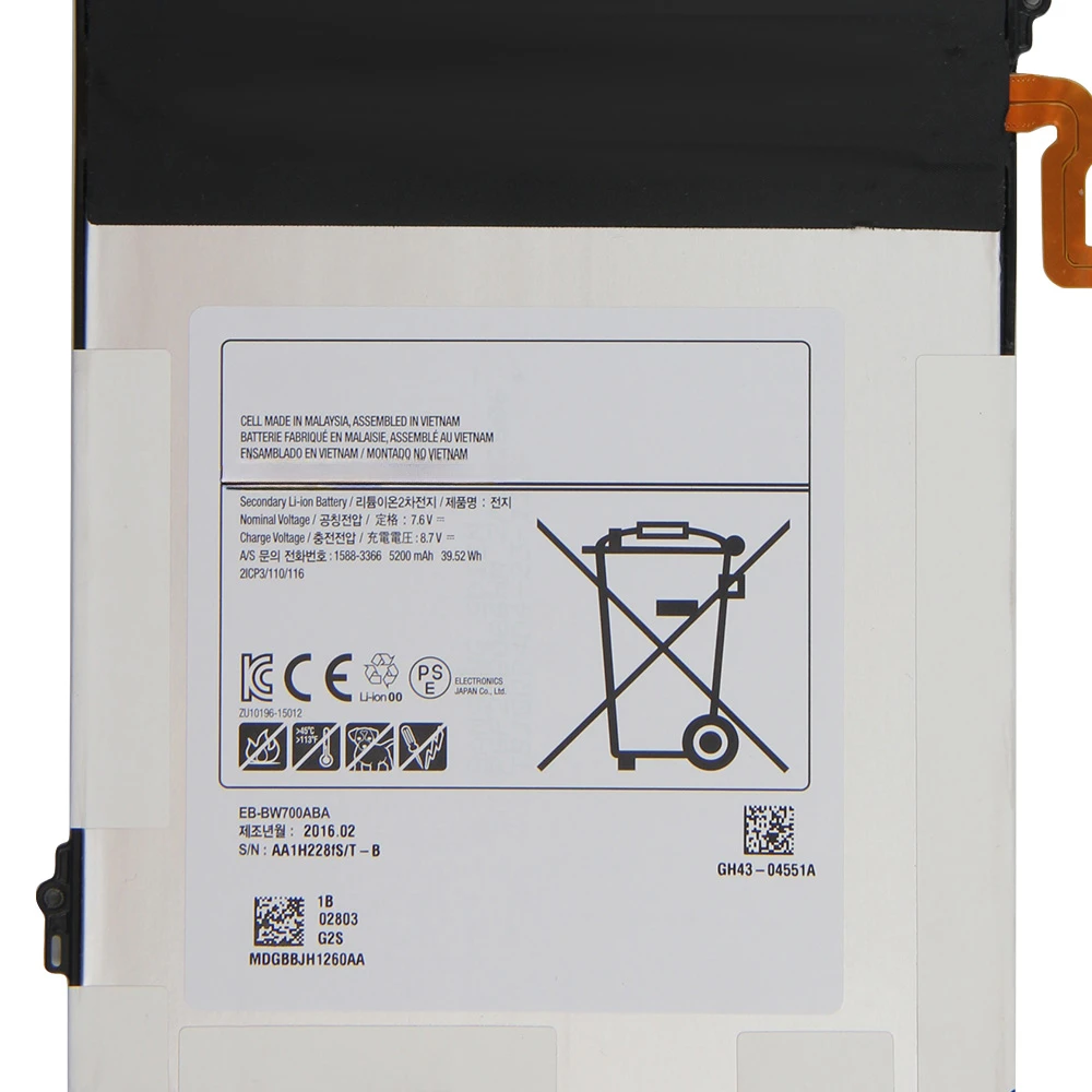 Imagem -02 - Bateria de Substituição para Samsung Galaxy Tab Pro Novo Eb-bw700abe Eb-bw700abe 5200mah Tabpro s Sm-w708 Sm-w700n