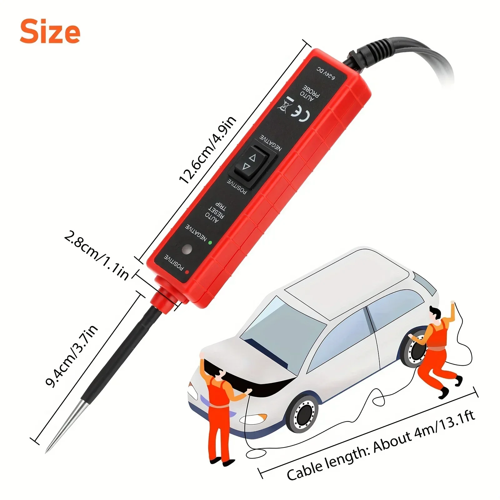 Digital Automotive Electrical Tester, 6-24V Car Power Circuit Probe, Multifunctional Electrical System Diagnosis Tool