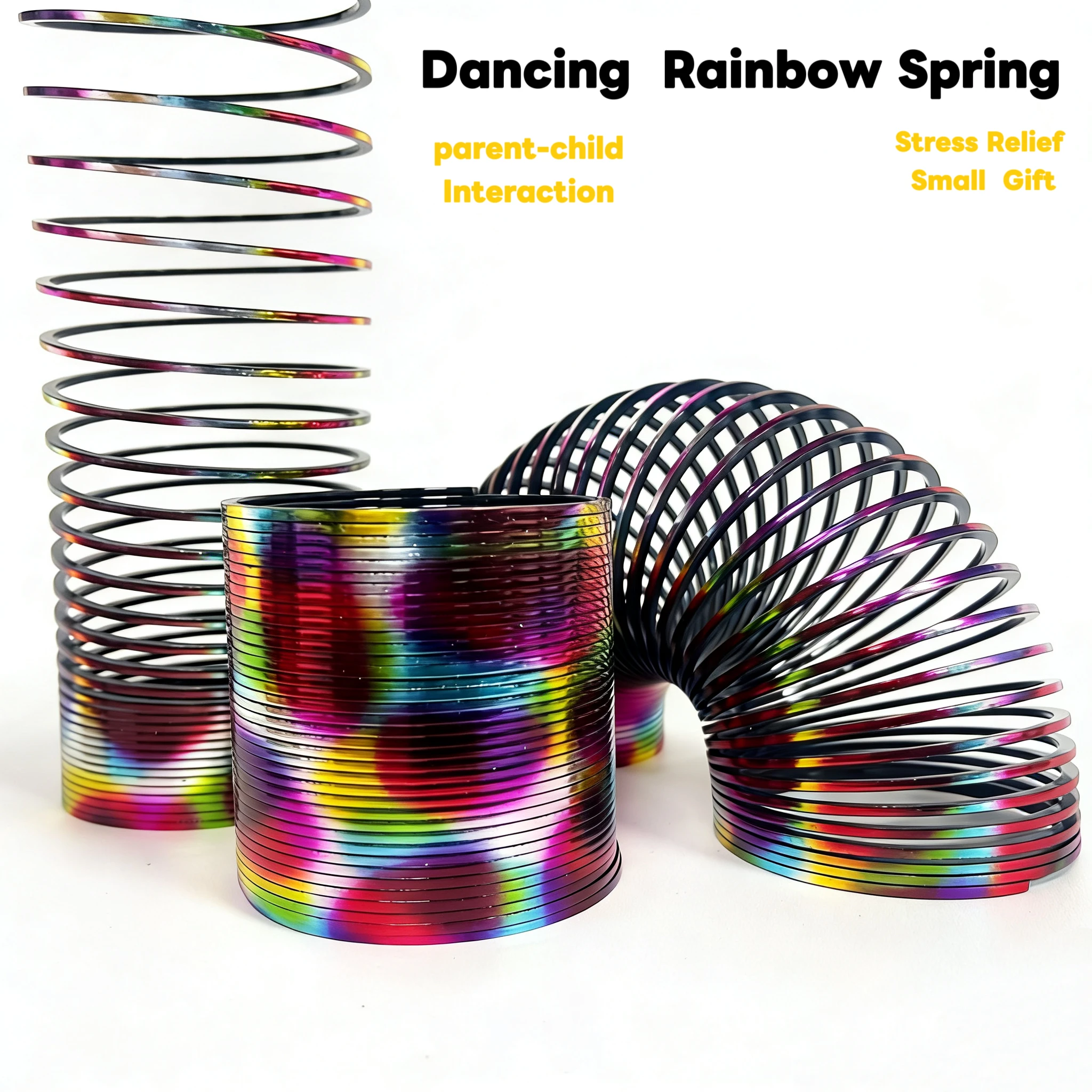 

1/3/6pcs Rainbow Slinky Spring Toy with Sparkle Glitter Dots - Magic Shiny Fidget Stress Relief Coil for Kids & Adults Cool Toy