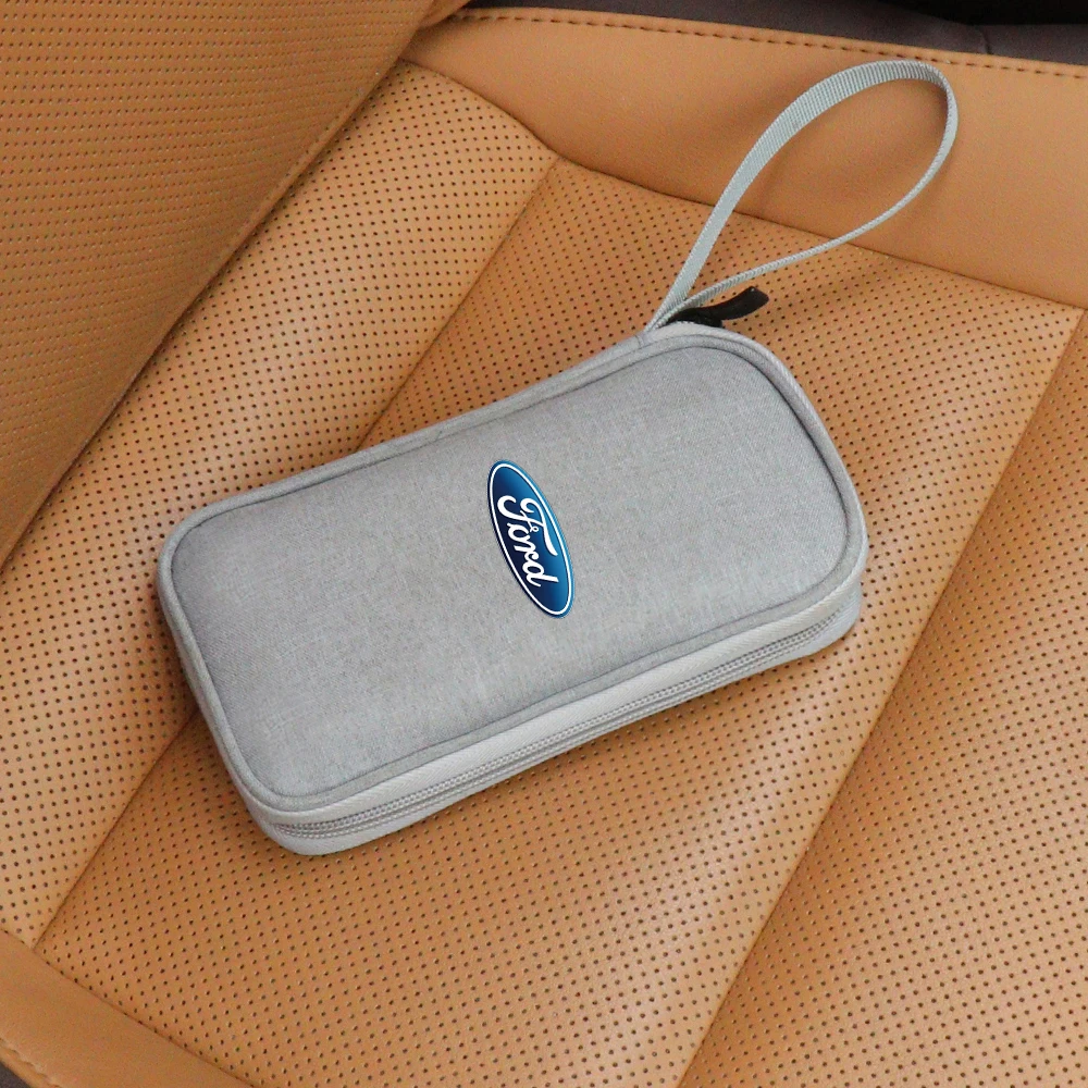 1pcs Car Stying Logo Electronic Accessories Storage Bag Auto Storage For Ford Fiesta Mk7 Focus 2 Mk3 F150 Mondeo C-Max Fusion