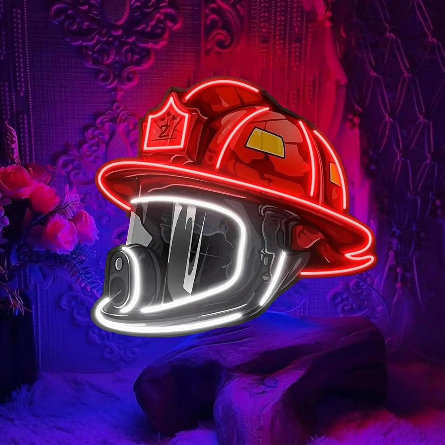 

Неоновая вывеска в виде пожарного шлема, настенный светильник, USB LED-лампа для тики-бара, игровой комнаты, спальни, декоративное неоновое освещение, персонализированный подарок