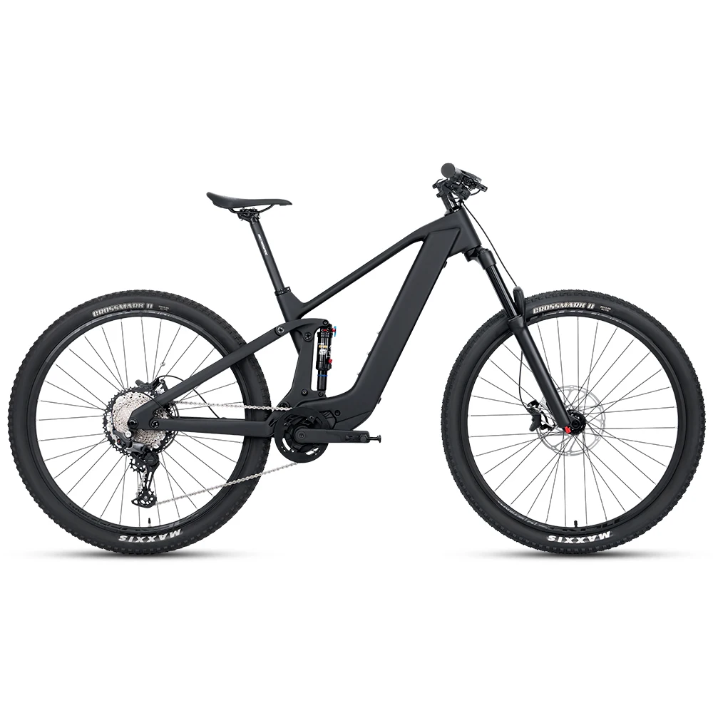 TWITTER-EM19 Carbon Fiber Dual Suspension Electric Bike, Bafang Mid Motor, Full Suspension Mountain Bike,48V, 500W, 27.5/29in