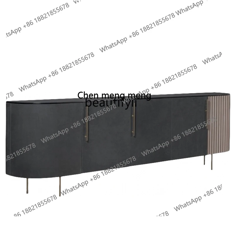 Design Hard Bag Vertical Stripe TV Cabinet Marble Storage Floor Cabinet Light Luxury Italian Fashion Simple