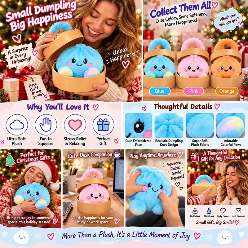 Christmas Plush Dumplings Squishy Ornaments Stress Relief With Steamer Cute Gifts Ornament Squeeze Squishies Bao Bun Xmas image 5