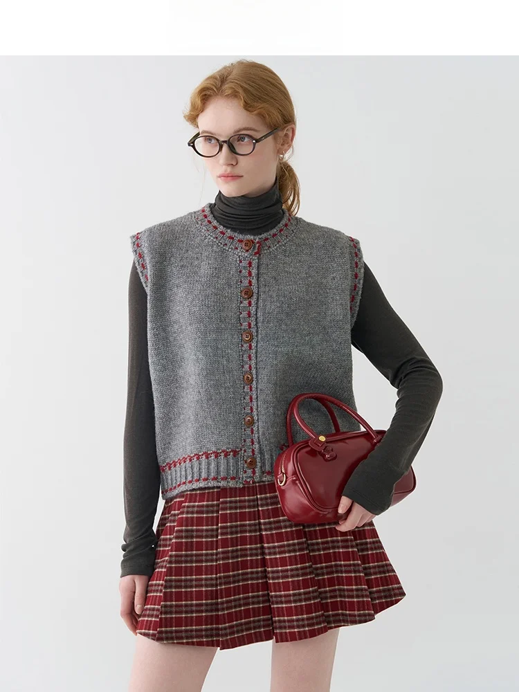 

Ретро-жилет в стиле арт-блоу с вышивкой, вязаный, женский, осенне-зимний, новая модель, базовый слой для многослойных образов