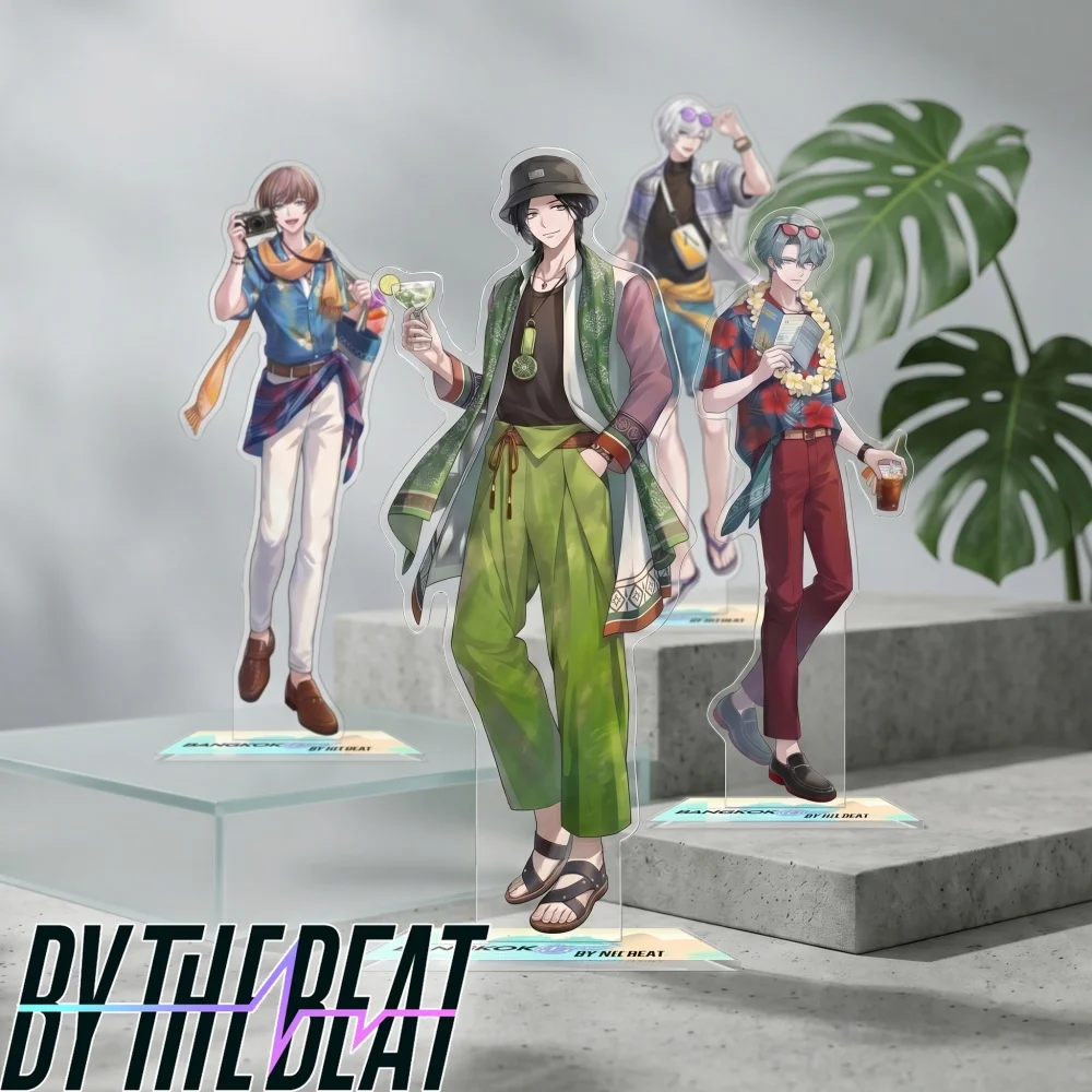 Anime VTuber BY THE BEAT Acrylic Stand Keychain 2026 New Summer Vacation Style Zeal Seible Kaelix Freodore Kawaii Figure