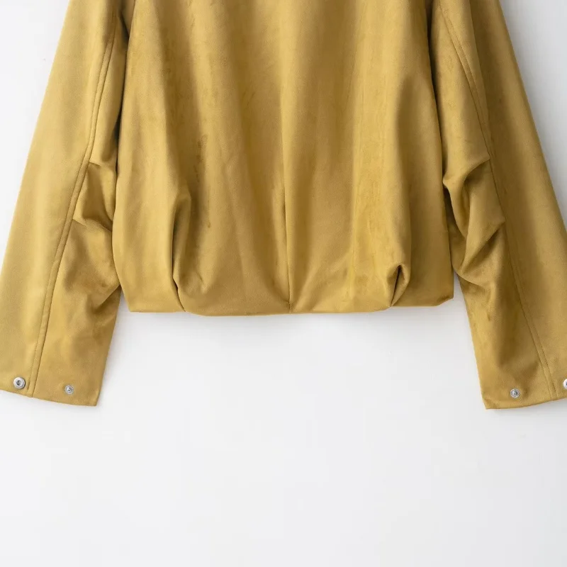 KEANKETIAN Otoño e Invierno nueva ropa de mujer solapa bolsillo lateral Simple ante chaqueta de cuero de piloto abrigo de cuero de mujer