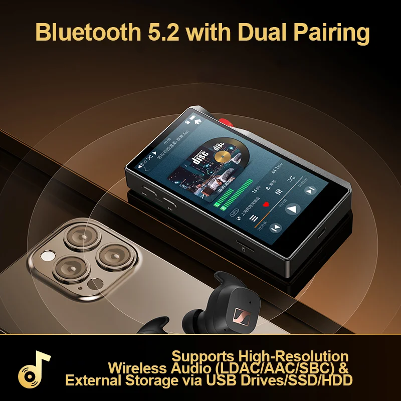  مشغل موسيقى SHMCI C8 DSD HiFi مع بلوتوث ثنائي الاتجاه، شاشة تعمل باللمس، مشغل MP3 محمول #4