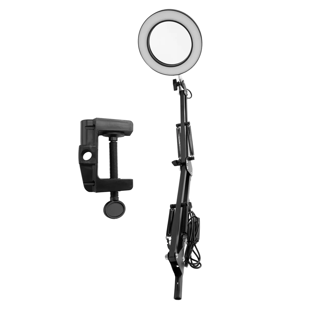 عدسة مكبرة A06K 10X مع ضوء ومشبك 3 أوضاع ألوان 10 سطوع قابل للتعديل مصباح مكتبي مكبر لقراءة الحرف اليدوية